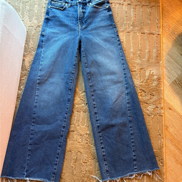 GOOD AMERICAN Good Waist High Waist Crop Palazzo Jeans - Picture 4 of 5